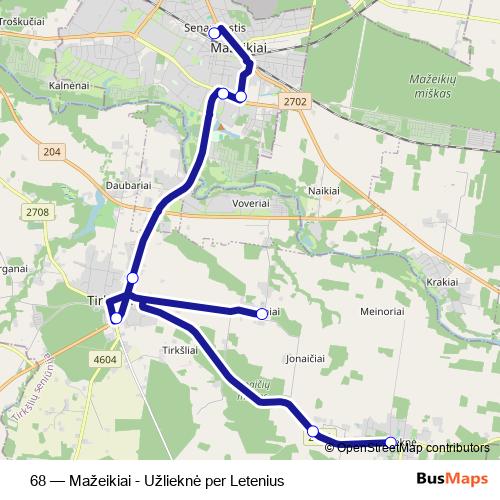68 bus Line Map