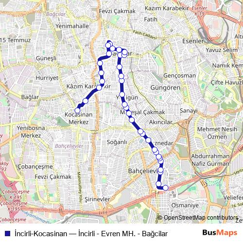 İncirli-Kocasinan bus Line Map