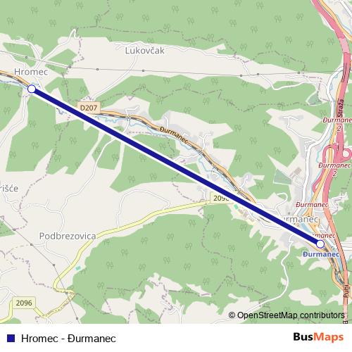 Hromec - Đurmanec rail Line Map