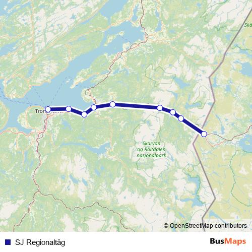 SJ Regionaltåg rail Line Map