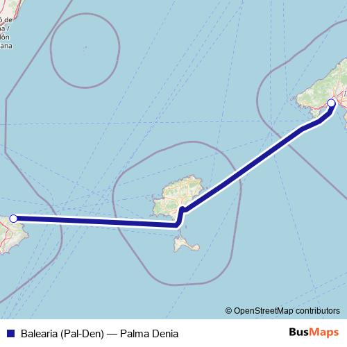Balearia (Pal-Den) ferry Line Map