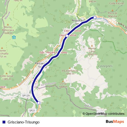 Grisciano-Trisungo bus Line Map