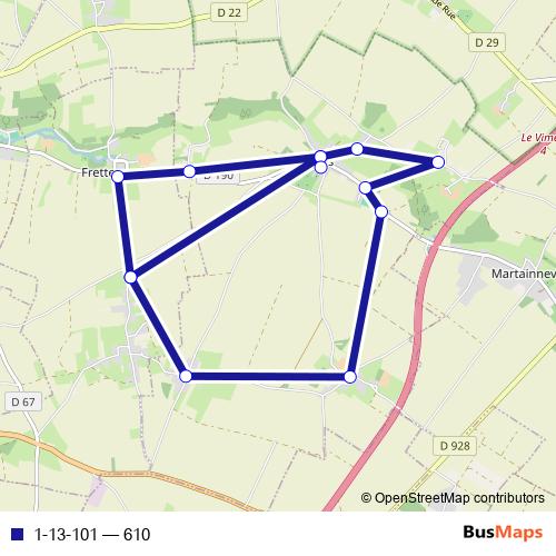 1-13-101 bus Line Map