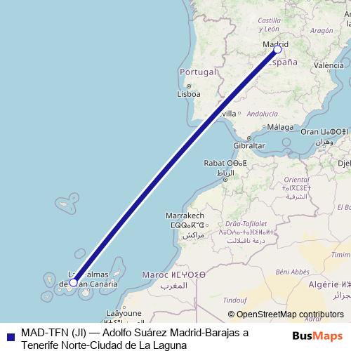 MAD-TFN (Jl) air Line Map