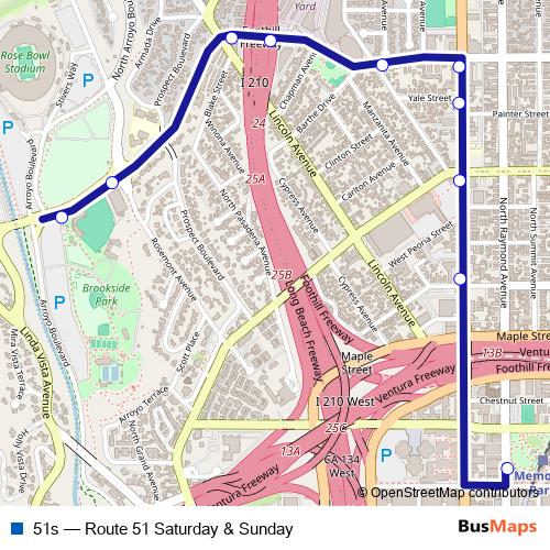 51s bus Line Map
