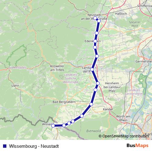 Wissembourg - Neustadt rail Line Map