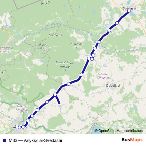 M33 bus Line Map