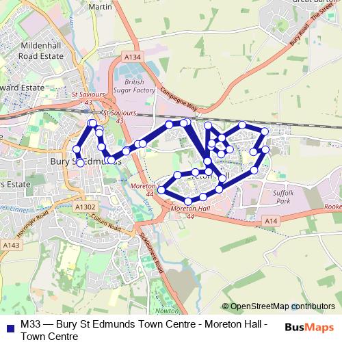 M33 bus Line Map