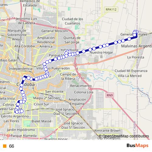 66 bus Line Map