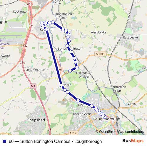66 bus Line Map