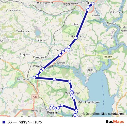 66 bus Line Map