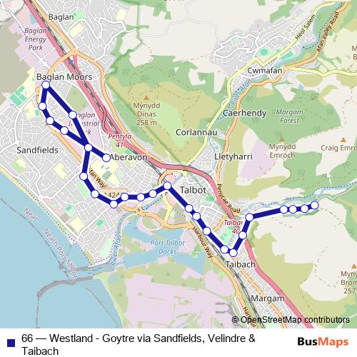 66 bus Line Map