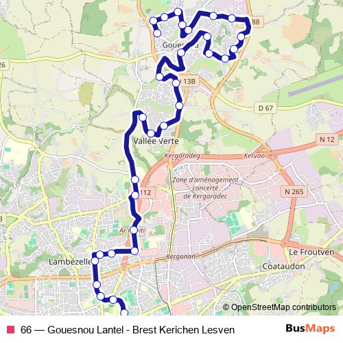 66 bus Line Map
