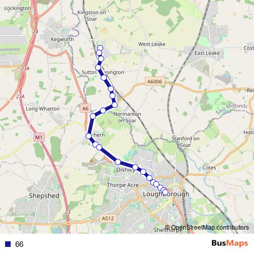 66 bus Line Map