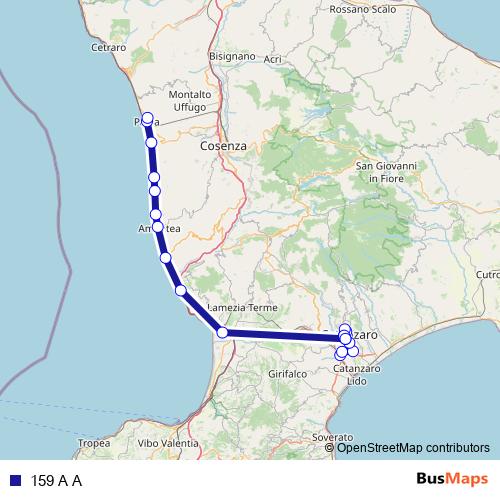 159 A A bus Line Map