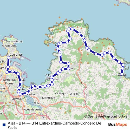 Alsa - B14 bus Line Map