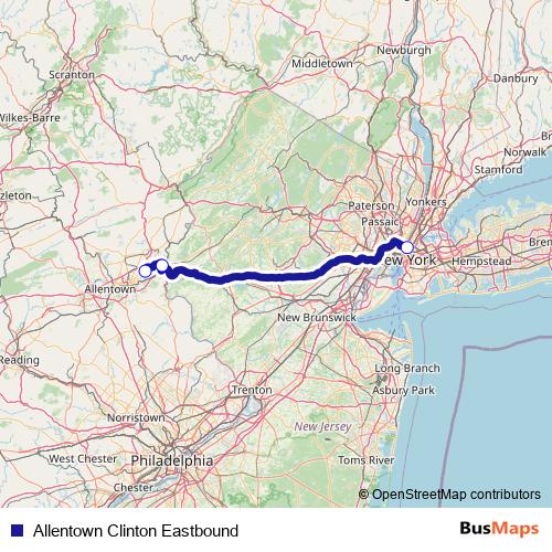 Allentown Clinton Eastbound bus Line Map