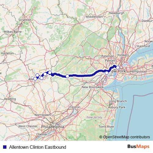 Allentown Clinton Eastbound bus Line Map