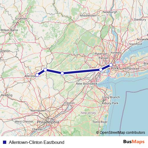 Allentown-Clinton Eastbound bus Line Map