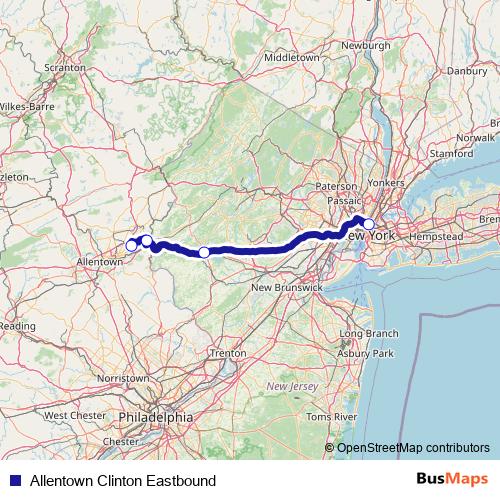 Allentown Clinton Eastbound bus Line Map