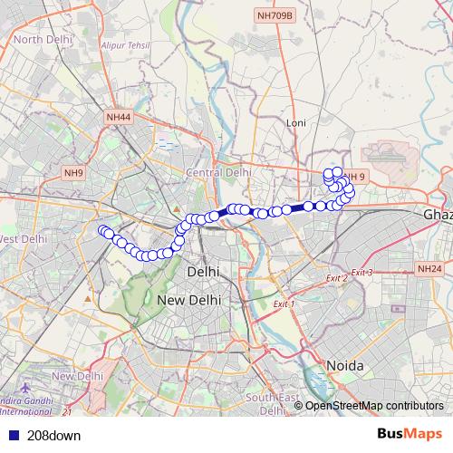 208down bus Line Map
