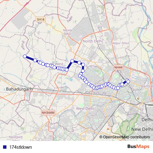 174stldown bus Line Map