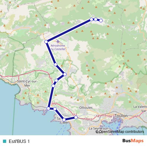 Esti'BUS 1 bus Line Map