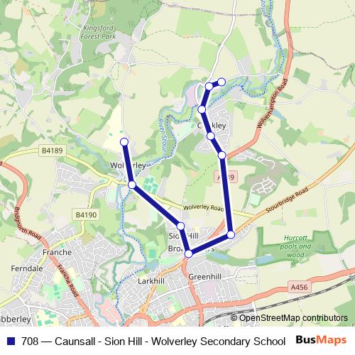 708 bus Line Map