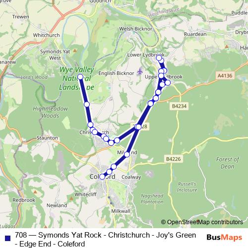 708 bus Line Map