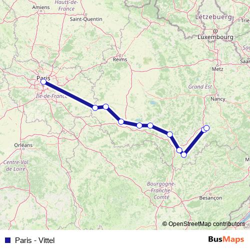 Paris - Vittel rail Line Map