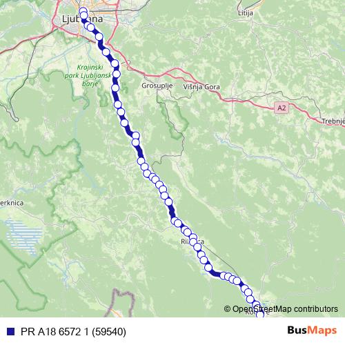 PR A18 6572 1 (59540) bus Line Map