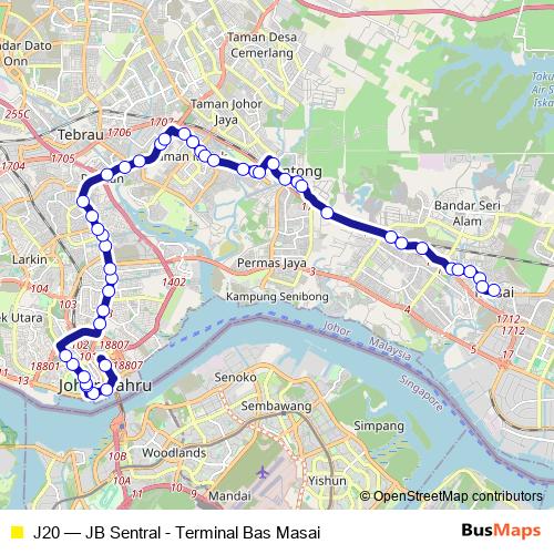J20 bus Line Map