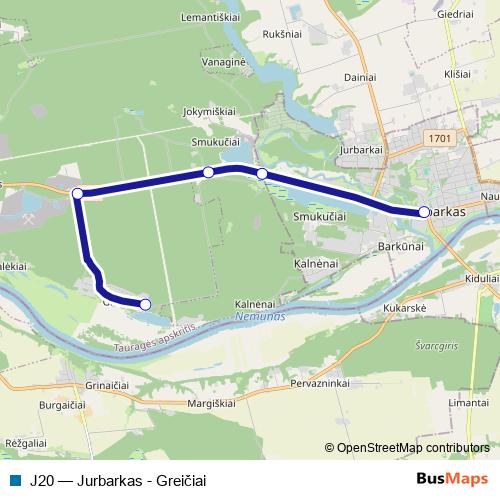 J20 bus Line Map