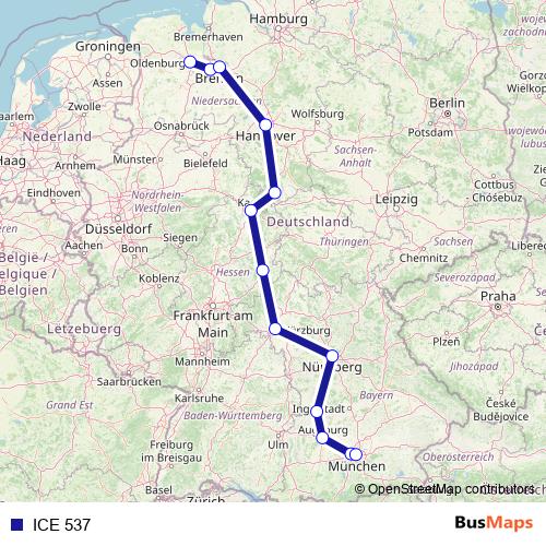 ICE 537 rail Line Map