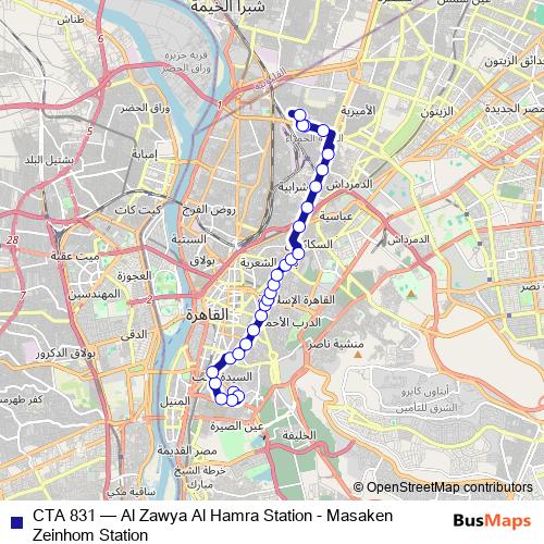 CTA 831 bus Line Map