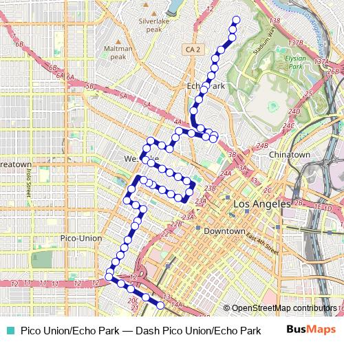 Pico Union/Echo Park bus Line Map