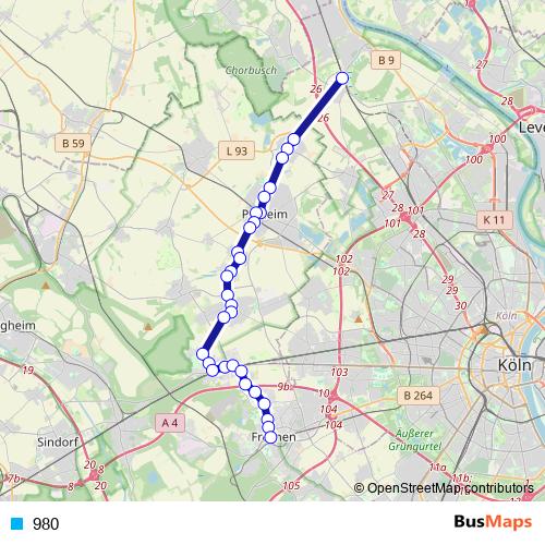980 tram Line Map