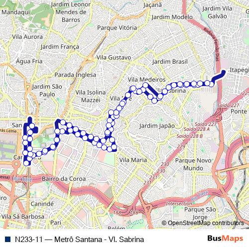 N233-11 bus Line Map