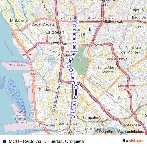 MCU - Recto via F. Huertas, Oroquieta bus Line Map