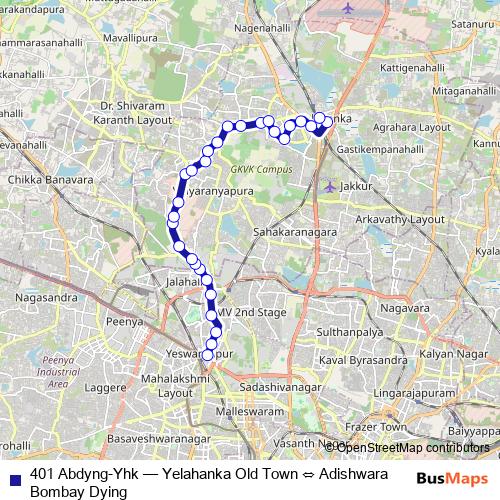 401 Abdyng-Yhk bus Line Map