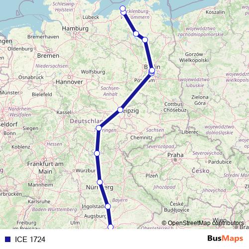 ICE 1724 rail Line Map