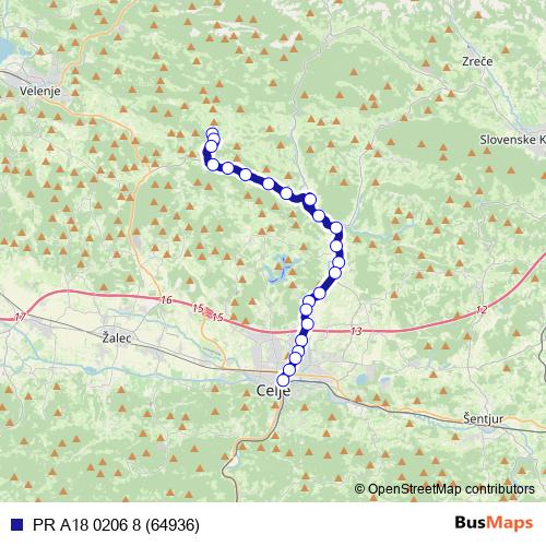 PR A18 0206 8 (64936) bus Line Map