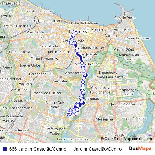 666-Jardim Castelão/Centro bus Line Map