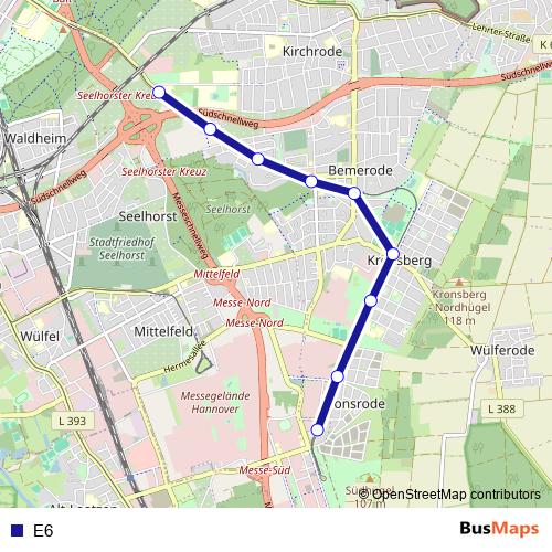 E6 tram Line Map