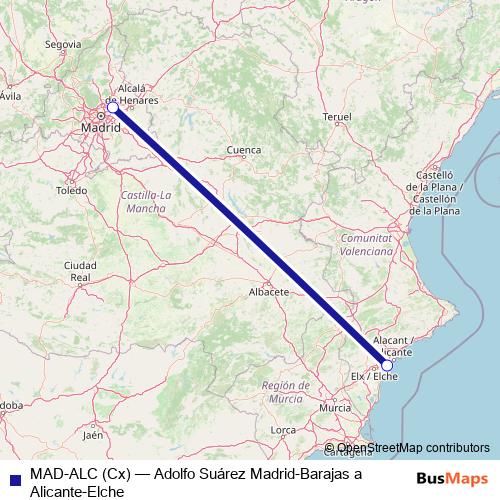 MAD-ALC (Cx) air Line Map