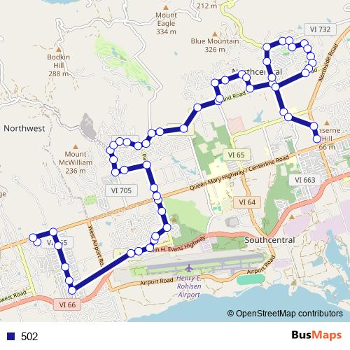 502 bus Line Map