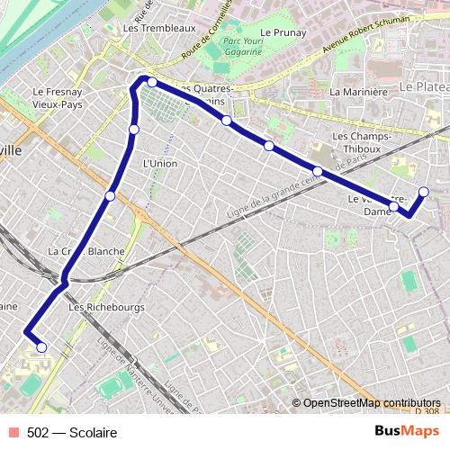 502 bus Line Map