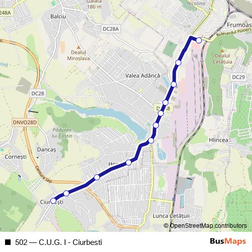 502 bus Line Map