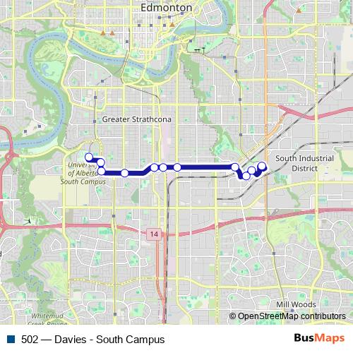 502 bus Line Map
