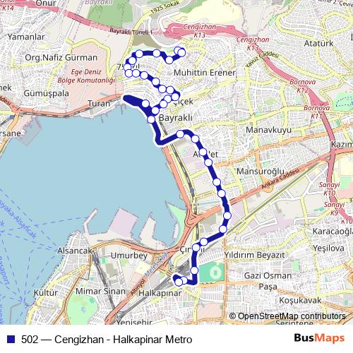 502 bus Line Map